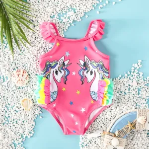 Hyper-Tactile 3D Animal Print Baby Girl's Unicorn Swimwear Suit