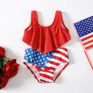 Independence Day Baby Girl Ruffled One Piece Swimsuit #1048139