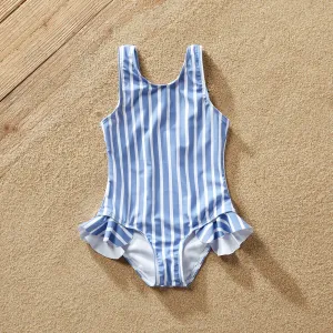 Family Matching Allover Stripe Pattern One-piece Swimsuit or Swim Trunks Shorts #1033472