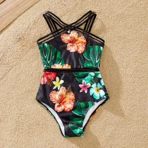 Family Matching Allover Tropical Plant Print One-piece Swimsuit and Swim Trunks #228132