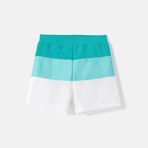 Family Matching Colorblock Self Tie One-piece Swimsuit and Swim Trunks #807898