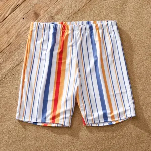 Family Matching Colorful Stripe Two-piece Swimsuit or Swim Trunks Shorts #1038114