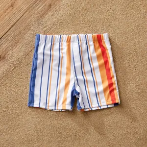Family Matching Colorful Stripe Two-piece Swimsuit or Swim Trunks Shorts #1038122
