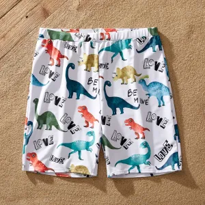 Family Matching Dinosaur Print Ruffled Two-piece Swimsuit or Swim Trunks Shorts #1039647