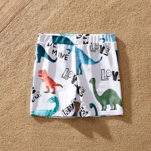 Family Matching Dinosaur Print Ruffled Two-piece Swimsuit or Swim Trunks Shorts