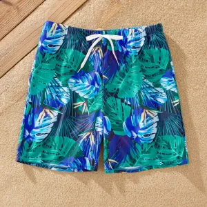 Family Matching Drawstring Swim Trunks or Crisscross Ruched One-Piece Strap Swimsuit #1327562