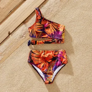 Family Matching Floral Drawstring Swim Trunks or Bandeau Top High Waist Bikini #1329425