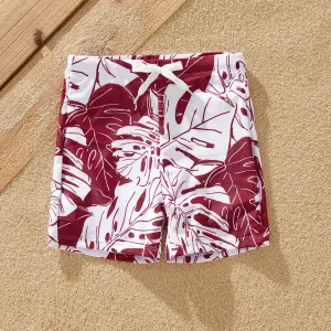 Family Matching Floral Drawstring Swim Trunks or One-Piece Belted Strap Swimsuit #1325977