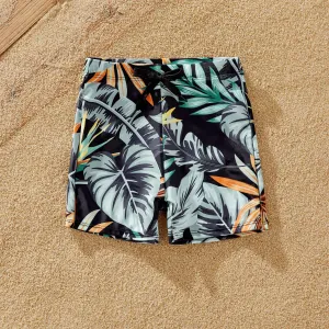 Family Matching Floral Drawstring Swim Trunks or One-Shoulder Side Drawstring Swimsuit #1323150