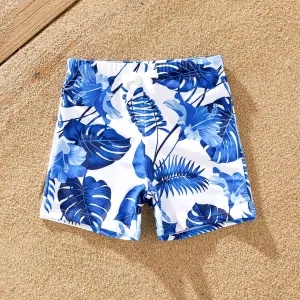 Family Matching Floral Drawstring Swim Trunks or Ruffle One Shoulder Swimsuit with single Strap #1323517