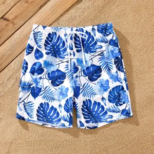 Family Matching Floral Drawstring Swim Trunks or Ruffle One Shoulder Swimsuit with single Strap #1323524