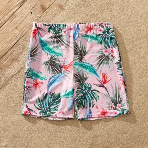 Family Matching Floral Print Ruffled One-piece Swimsuit or Swim Trunks Shorts #1046392