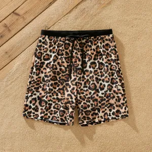 Family Matching Leopard Printed Swim Trunks or One-Piece Cross Back Splicing Swimsuit #1321182