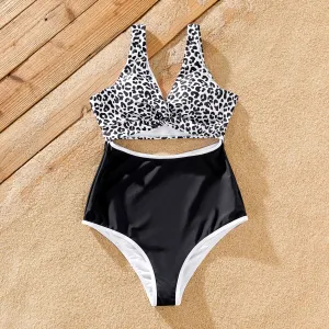 Family Matching Leopard Printed Swim Trunks or Twist Knot High-Waist Swimsuit #1321583