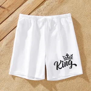 Family Matching Letter Printed Drawstring Swim Trunks or Bow Pattern Strap Swimsuit #1321804