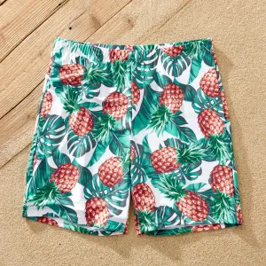 Family Matching Pineapple Print Ruffled Two-piece Swimsuit or Swim Trunks Shorts #1037552
