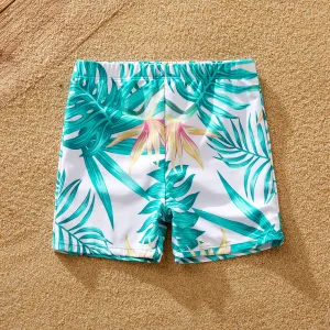 Family Matching Plant Print Wrap One-piece Swimsuit or Swim Trunks Shorts #1037451