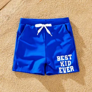 Family Matching Ruffle One-Shoulder Detachable Strap Asymmetrical Swimsuit or Letter Printed Drawstring Swim Trunks #1321811