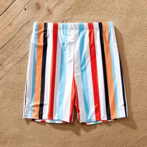 Family Matching Stripe Splice Halter Two-piece Swimsuit or Swim Trunks Shorts #921299