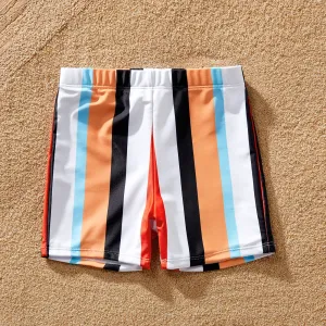 Family Matching Stripe Splice Halter Two-piece Swimsuit or Swim Trunks Shorts #921302