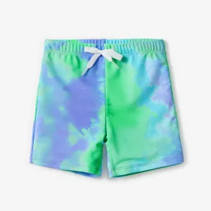 Family Matching Tie-dyed Drawstring Swim Trunks or Ruched Tie Side Cross Back Strap Swimsuit #1321146