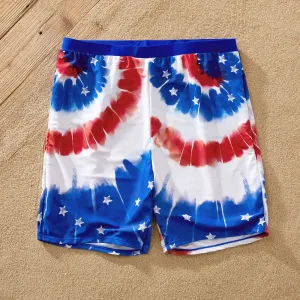 Independence Day Family Matching Colorblock Two-piece Swimsuit or Swim Trunks Shorts #1034530
