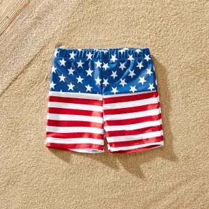 Independence Day Family Matching Cut Out Detail One-piece Swimsuit or Swim Trunks Shorts #917341