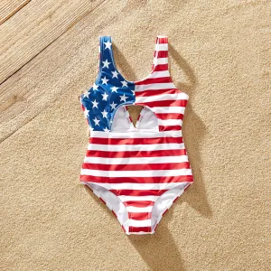 Independence Day Family Matching Cut Out Detail One-piece Swimsuit or Swim Trunks Shorts #917344