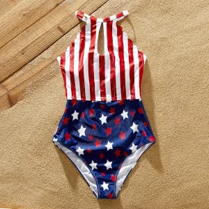 Independence Day Family Matching One-piece Swimsuit and Swim Trunks #1033177
