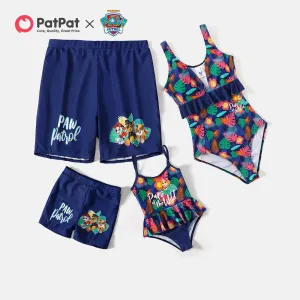 PAW Patrol Family Matching Allover Palm Leaf Print One-piece Swimsuit and Graphic Swim Trunks #727549