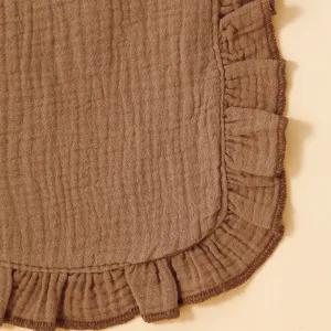 100% Cotton Pure Color Ruffle Trim Textured Baby Bib Snap Button Gauze Washable Drool Teething Saliva Towel Bib #196832