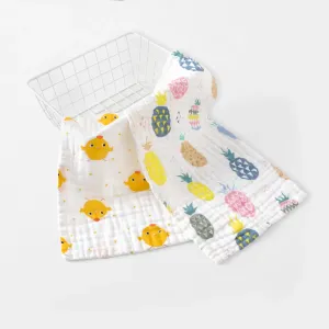 2-pack 100% Cotton Baby Towel High-density 6-layer Soft Absorbent Baby Handkerchief Face Towel #199981