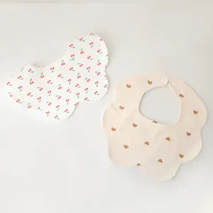2-pack Baby Petal Shape Bibs Snap Double-layer Soft Absorbent Drool Bibs Teething Bib #227828