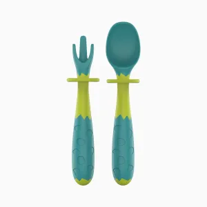 2-pack Baby Utensils Spoon Fork Set Easy Grip Bendable Self Feeding Spoons Forks Utensils #230681