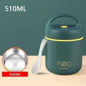 510ML Insulated Lunch Box Stainless Steel Hot Food Jar with Spoon for School Office Picnic Travel Outdoors #799082