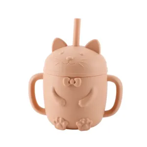 Baby Cartoon Cat Design  Silicone Cup with BPA-Free Straw for Supplementary Feeding and Learning to Drink #1170339