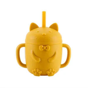 Baby Cartoon Cat Design  Silicone Cup with BPA-Free Straw for Supplementary Feeding and Learning to Drink #1170343