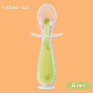 Baby Silicone Suction Cup Soft Spoon with Choke Guard Toddler Self-Feeding Training Utensil #196970