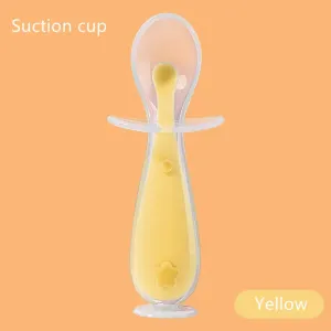Baby Silicone Suction Cup Soft Spoon with Choke Guard Toddler Self-Feeding Training Utensil #196971
