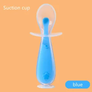 Baby Silicone Suction Cup Soft Spoon with Choke Guard Toddler Self-Feeding Training Utensil #196973