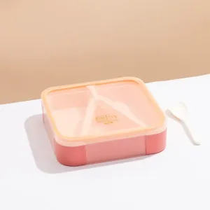 Bento Snack Boxes Square Lunch Containers 3-Compartment Food Containers with Spoon for School Work Travel #226760
