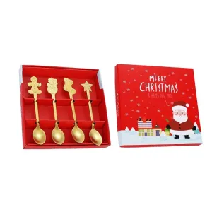 Christmas Cutlery Set of 4 with Spoon and Fork in Gift Box #1196300