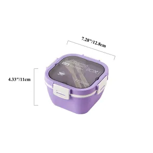 Leak Proof Salad Lunch Container 3 Compartment Bento-Style Tray, Sauce Container, Reusable Cutlery #1042022