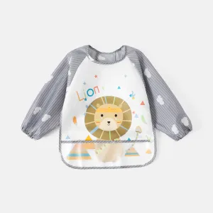 Long Sleeve Bib Cartoon Animal Pattern Easy-wear Baby Smock for Eating Feeding Water Repellent Oil Repellent Stain Repellent #225618