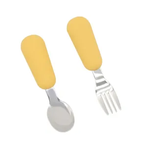 Stainless Steel Spoon Fork Set Silicone Handle Toddler Feeding Dinnerware Utensils Set #806629