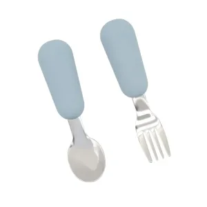 Stainless Steel Spoon Fork Set Silicone Handle Toddler Feeding Dinnerware Utensils Set #806630