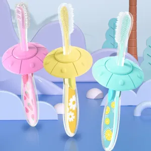 Baby Toothbrush with Suction Base Infant to Toddler Toothbrush Food Grade Silicone #1043762
