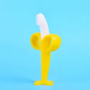 Banana Baby Silicone Toothbrush, Training Banana Teether for Babies