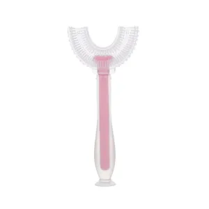 Kids 360Â° U Shaped Toothbrush Silicone Brush Head Whole Mouth Toothbrush with Handle #765528