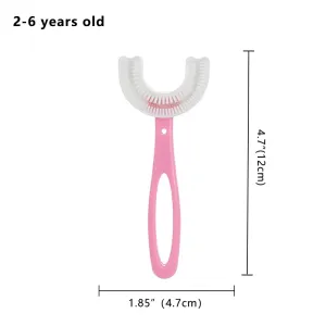 Kids New Toothbrush with U-Shaped Food Grade Silicone Brush Head,  Manual Toothbrush Oral  Cleaning Tools for Children Training Teeth Cleaning Whole M #192770